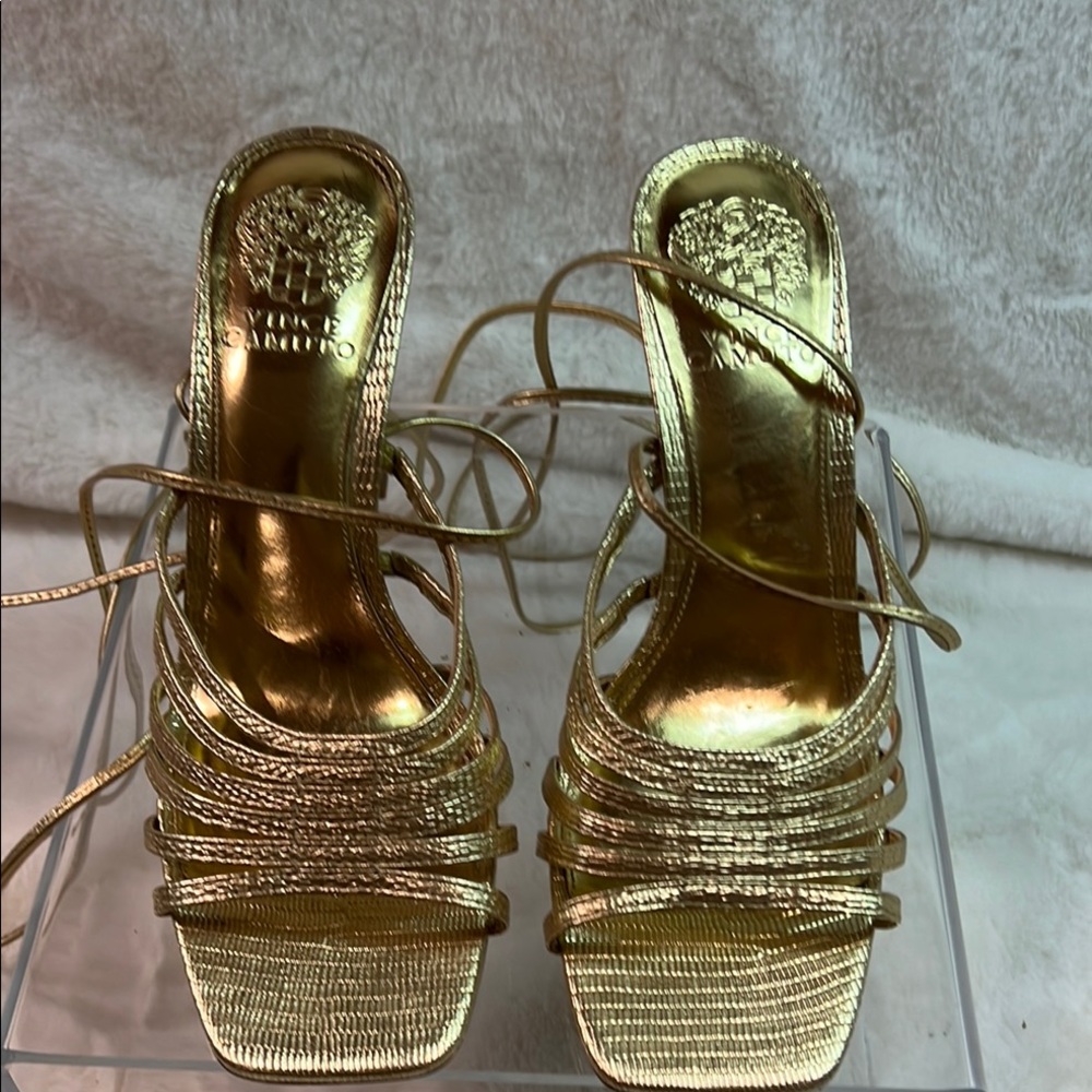 Vince Camuto Gold Strappy Heels